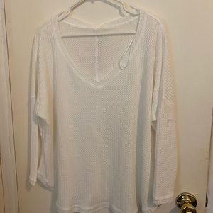 White waffle knit sweater